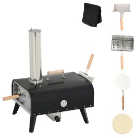 Pellet Wood Fired Pizza Oven, Outdoor Pizza Maker with 12" Rotating Stone, Peel and Waterproof Cover