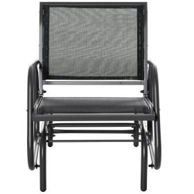 Outdoor Glider Chair, Steel Swing Chai with Curved Armrests for Porch, Garden, Poolside, Balcony, Black