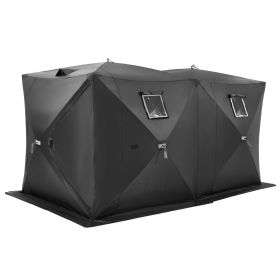 Portable Ice Shelter, 6-8 Person Pop-Up Ice Fishing Tent, 70 Square Feet Fishable Area, Ice Shanty for Winter Fishing