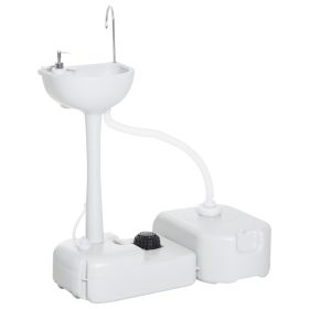 Portable Camping Sink, Handwashing Station Basin with 4.5 Gallon Tank, 6.3 Gallon Recovery Tank, Rolling Wheels & Soap Dispenser for RV, Outdoor