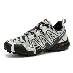 Men Hiking Shoes Climbing Male Sports Shoes Work Safety Toe Tactical Non-Slip Durable Trekking Sneakers Mens Footwear (Option: LIGHT GREY-47)