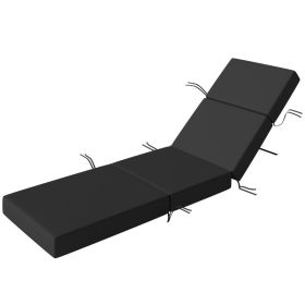 Chaise Lounge Cushion, 4" Thick Outdoor Lounge Chair Cushion with Ties for Patio, 21" x 72 ", Gray (Option: Gray-510x440x160 mm)